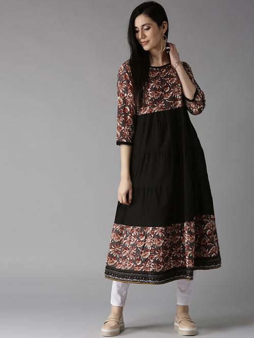 floral tiered flare a-line kurta - 17196227 - Very Small Image - 1