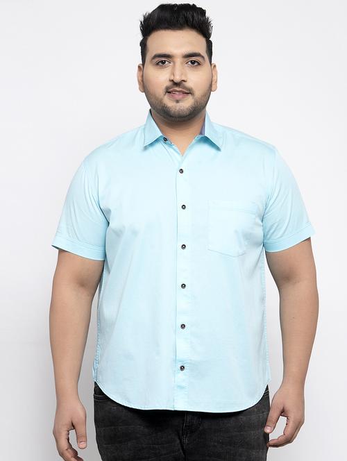 light blue solid plus size casual shirt - 17196271 - Very Small Image - 1