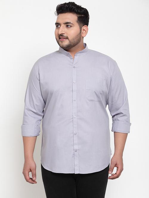 grey solid plus size casual shirt - 17196288 - Very Small Image - 1