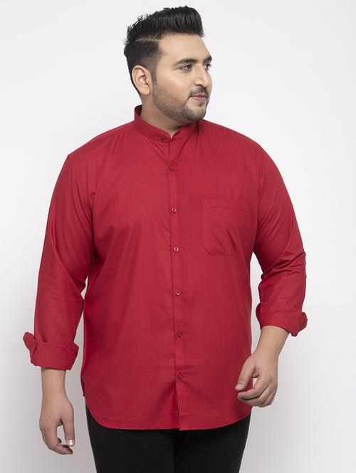 maroon solid plus size casual shirt - 17196289 - Very Small Image - 1