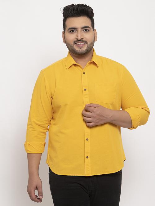 yellow solid plus size casual shirt - 17196312 - Very Small Image - 1