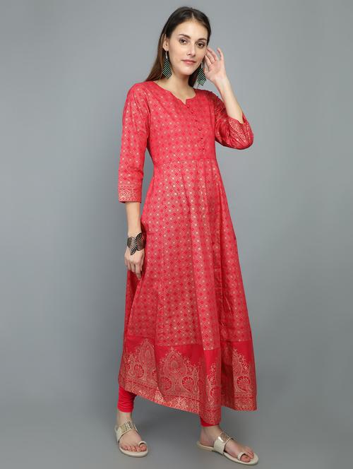 foil print anarkali kurta - 17196384 - Very Small Image - 1