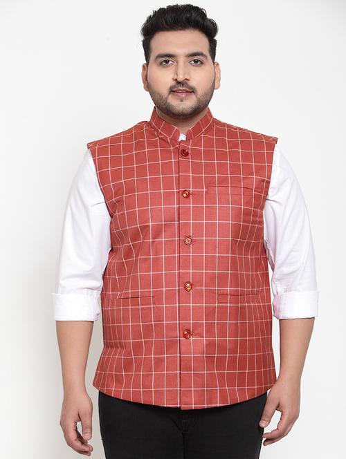 plus size grey checkered acrylic nehru jacket - 17196792 - Very Small Image - 1