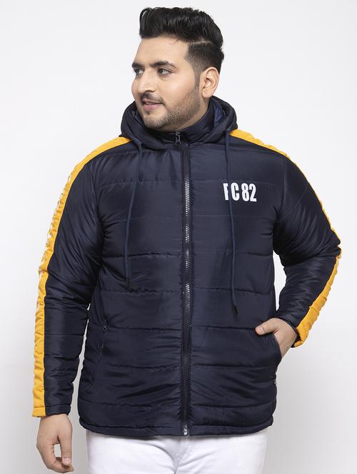 plus size navy blue color block quilted jacket - 17196804 - Very Small Image - 1