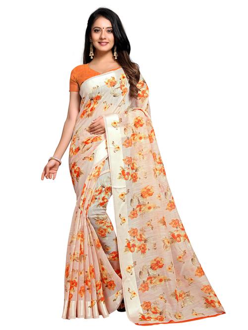 floral printed saree with blouse - 17196830 - Very Small Image - 1