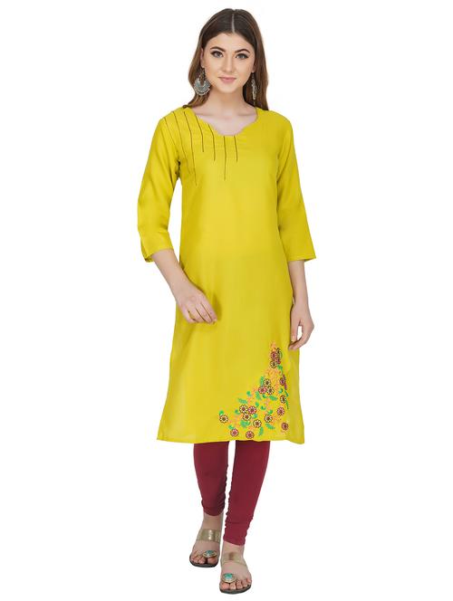 floral embroidered straight kurta - 17197065 - Very Small Image - 1
