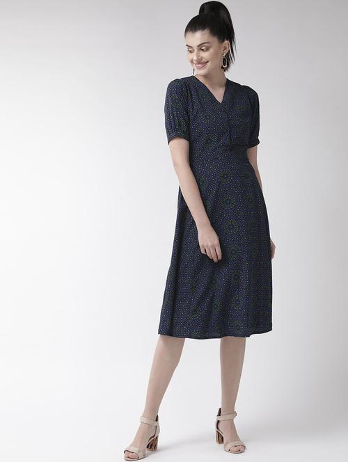 navy blue polyester aline dress - 17197456 - Very Small Image - 1