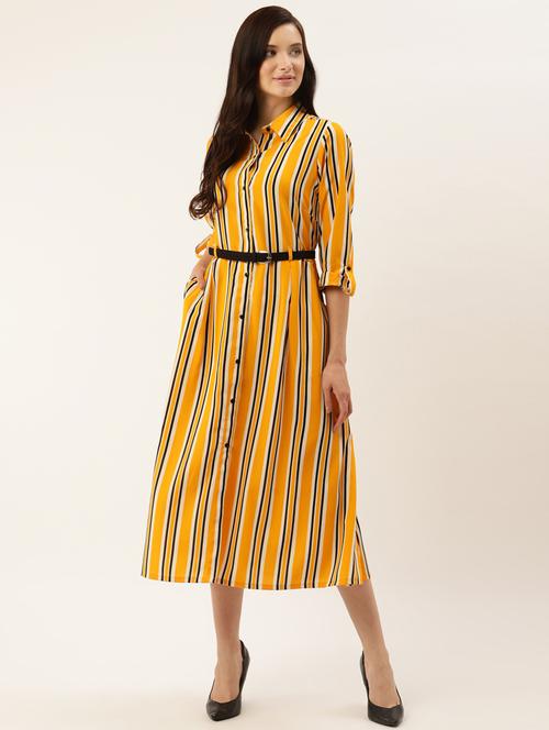 yellow polyester aline dress - 17197469 - Very Small Image - 1