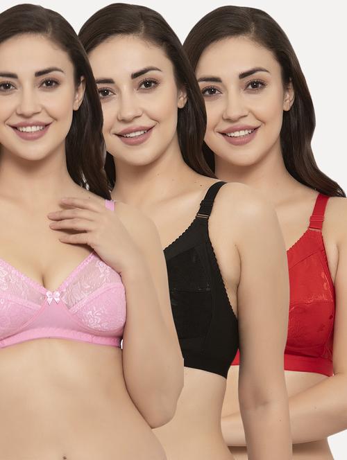 set of 3 lace detail bra - 17197651 - Very Small Image - 1