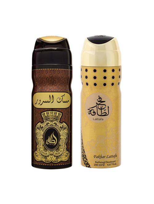 lattafa musk al suroor + fakhar lattafa deodorant 200ml - 17197765 - Very Small Image - 1