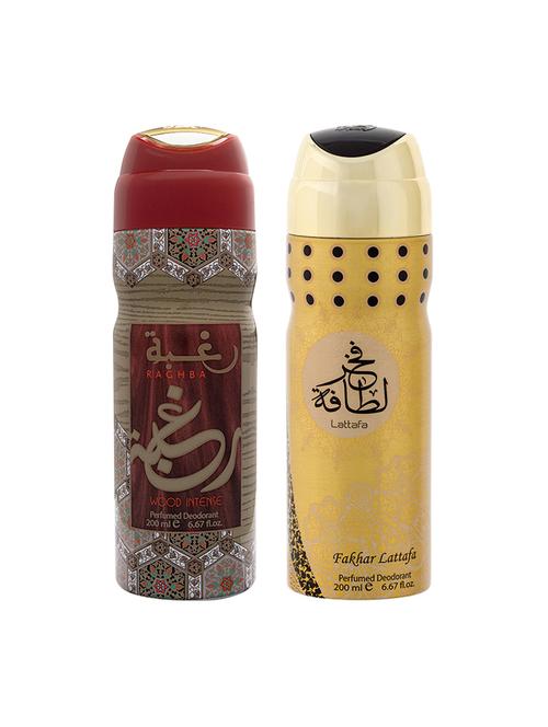 lattafa raghba wood intense+ fakhar lattafa 200ml deodorant - 17197775 - Very Small Image - 1