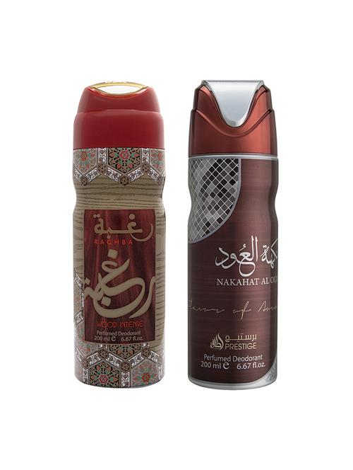 lattafa raghba wood intense + nakahat al oud 200ml deodorant - 17197777 - Very Small Image - 1