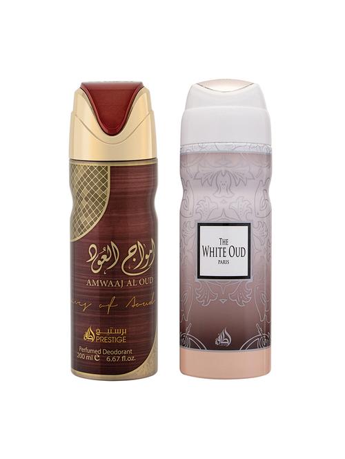 lattafa amwaaj al oud + the white oud 200ml deodorant - 17197819 - Very Small Image - 1