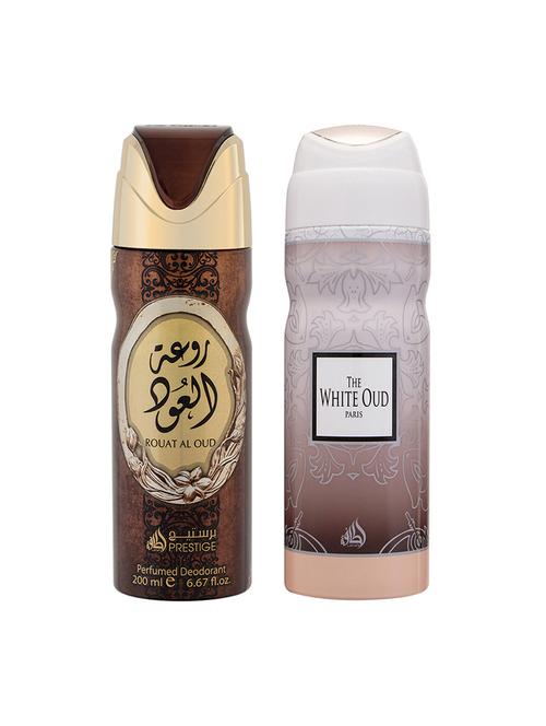 lattafa rouat al oud + white oud 200ml deodorant - 17197821 - Very Small Image - 1