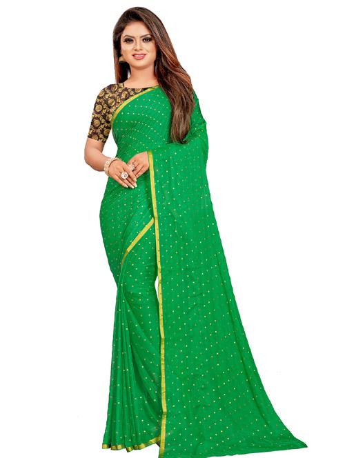 women's polka dots green colored saree - 17197857 - Very Small Image - 1