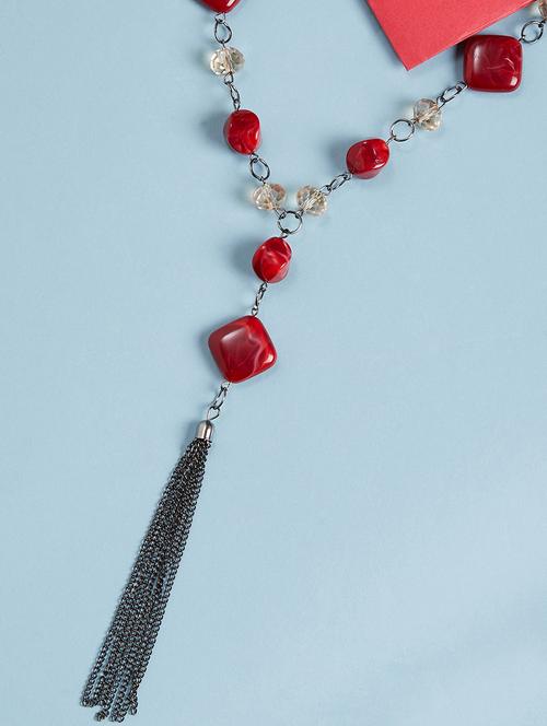 red metal long necklace - 17198961 - Very Small Image - 1