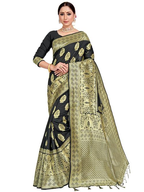 self design banarasi saree with blouse - 17199120 - Very Small Image - 1