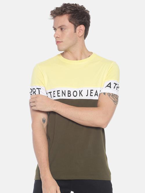 olive green typographic cut & sew t-shirt - 17199142 - Very Small Image - 1