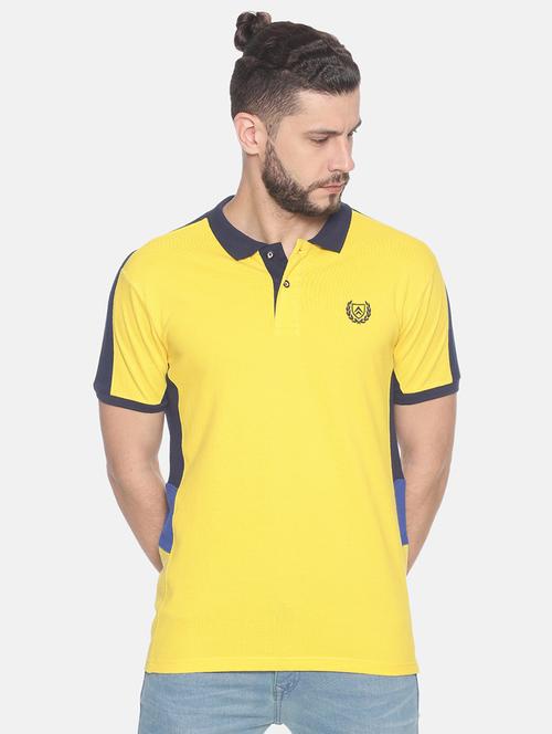 yellow color block polo t-shirt - 17199143 - Very Small Image - 1