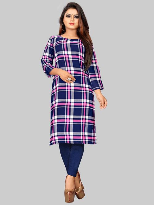 checkered straight kurta - 17199723 - Very Small Image - 1