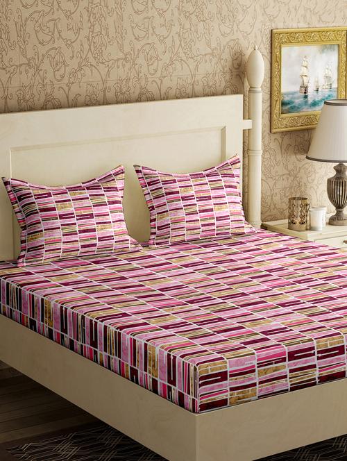cotton double bedsheet with 2 pillow covers - 17200808 - Very Small Image - 1