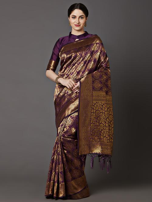 floral banarasi saree with blouse - 17200929 - Very Small Image - 1