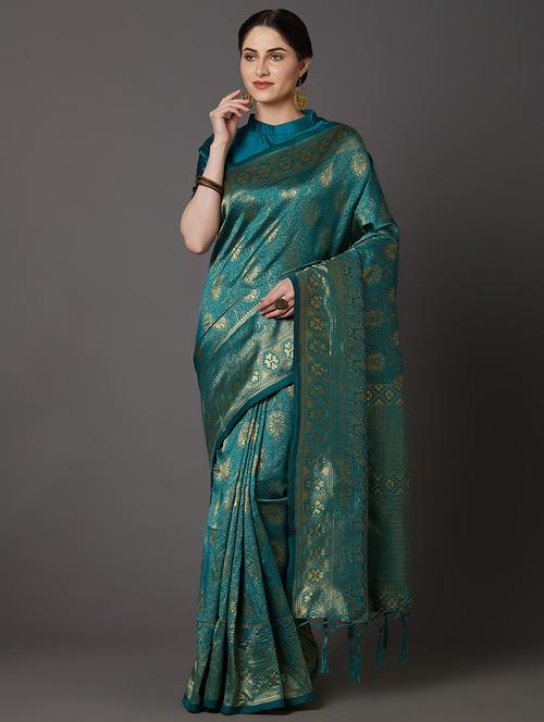 floral banarasi saree with blouse - 17200935 - Very Small Image - 1
