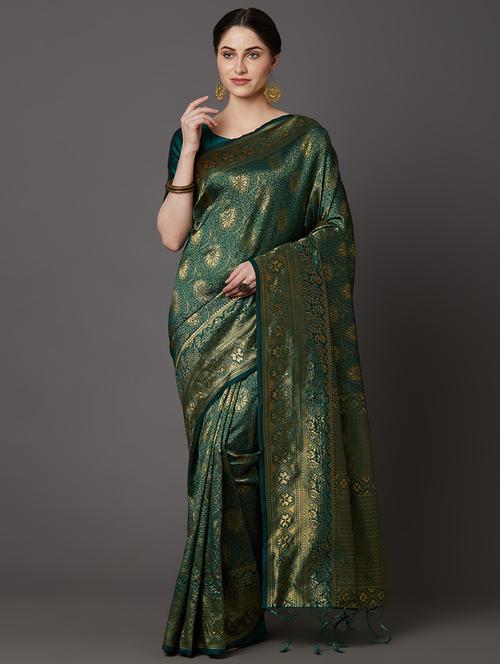floral banarasi saree with blouse - 17200936 - Very Small Image - 1