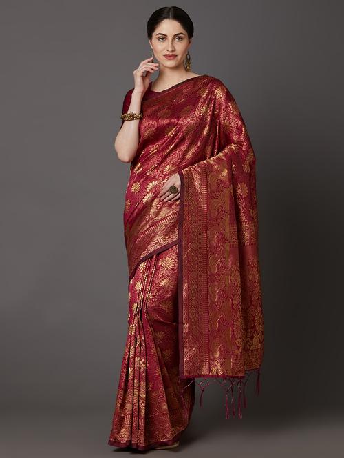 floral banarasi saree with blouse - 17200942 - Very Small Image - 1