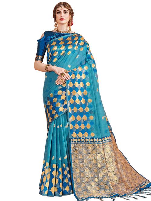self design woven saree with blouse - 17201047 - Very Small Image - 1