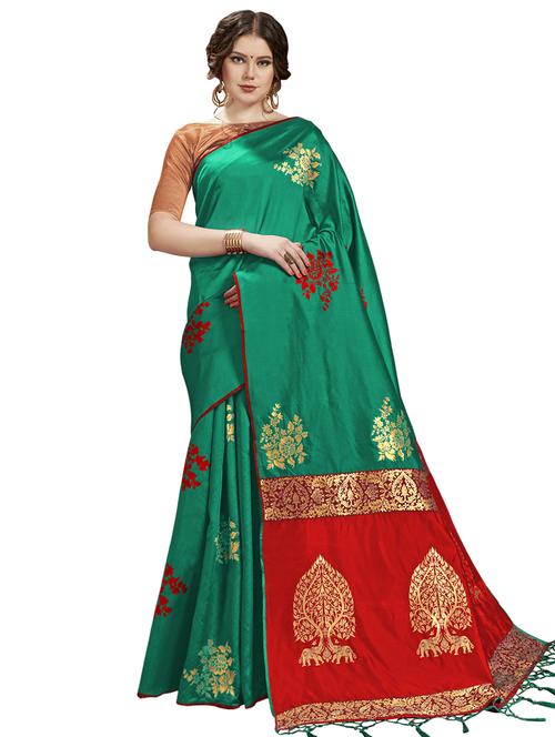 self design woven saree with blouse - 17201049 - Very Small Image - 1