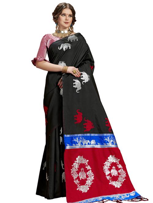 self design woven saree with blouse - 17201053 - Very Small Image - 1