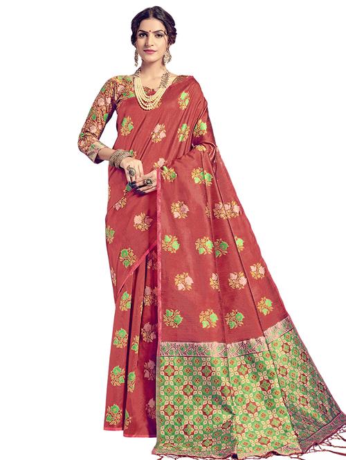 self design woven saree with blouse - 17201061 - Very Small Image - 1