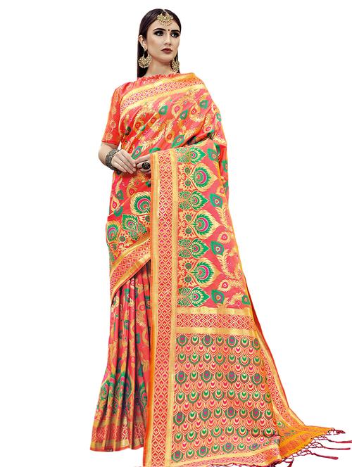 self design woven saree with blouse - 17201066 - Very Small Image - 1