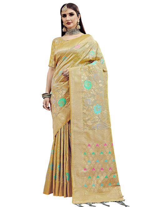 floral woven saree with blouse - 17201070 - Very Small Image - 1