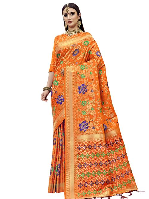floral woven saree with blouse - 17201071 - Very Small Image - 1