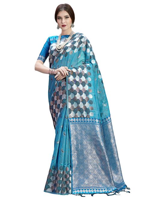 self design kanjivaram saree with blouse - 17201075 - Very Small Image - 1
