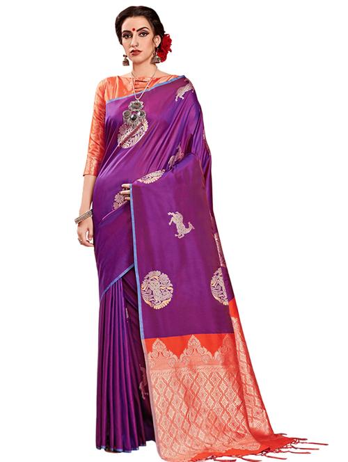 self design kanjivaram saree with blouse - 17201092 - Very Small Image - 1