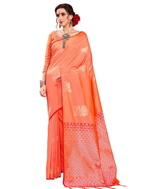 self design kanjivaram saree with blouse - 17201099 - Very Small Image - 1