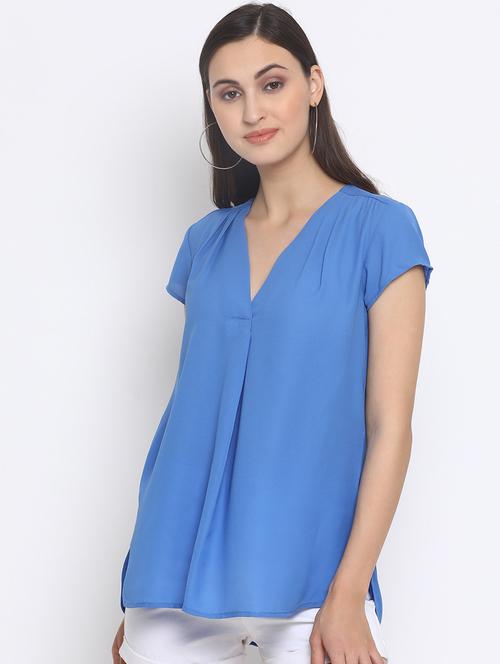 overlap neck loose fit top - 17201361 - Very Small Image - 1