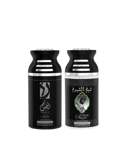 lattafa raees + sheikh al shuyukh 250ml deodorant perfumed bodyspray for men and women combo pack of 2 - 17202281 - Very Small Image - 1