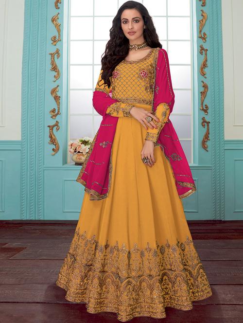 embroidered semi-stitched suit - 17202661 - Very Small Image - 1