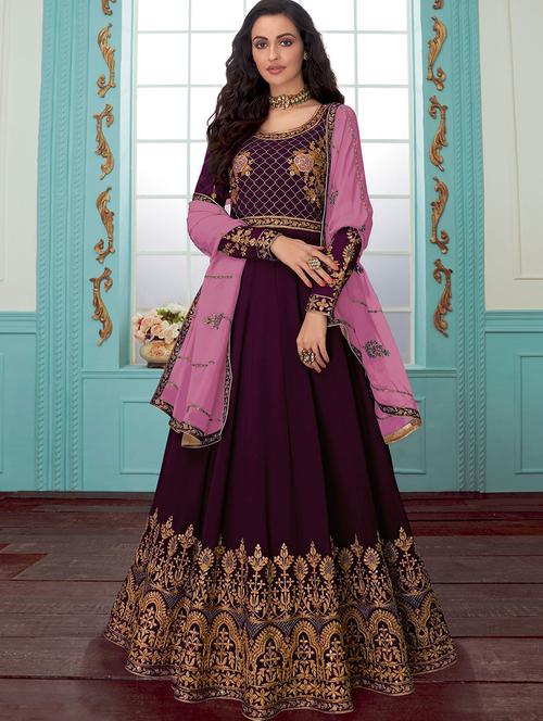 embroidered semi-stitched suit - 17202663 - Very Small Image - 1