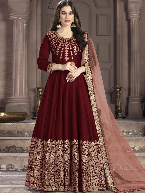 embroidered semi-stitched suit - 17202674 - Very Small Image - 1