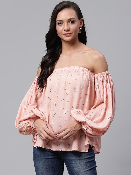 ditsy floral off shoulder top - 17202678 - Very Small Image - 1