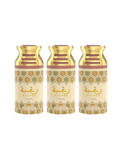 lattafa raghba perfumed body spray, 250ml pack 0f 3 - 17202746 - Very Small Image - 1