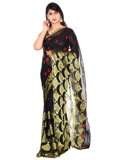 self design banarasi saree with blouse - 17202775 - Very Small Image - 1
