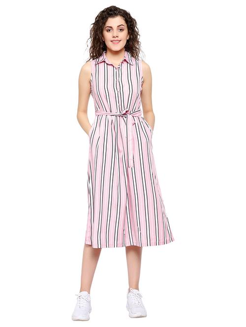 tie front striped shirt dress - 17202807 - Very Small Image - 1