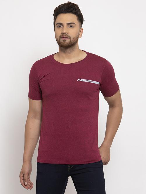 maroon chest print t-shirt - 17203532 - Very Small Image - 1