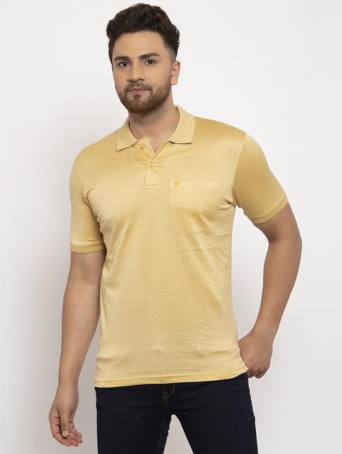yellow self design polo t-shirt - 17203568 - Very Small Image - 1